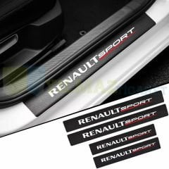 Renault Sport Logo Arma Karbon Kapı Eşiği Koruma Araba Etiket Oto Sticker Yapıştırma 4 Parça