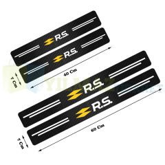Renault Logo Arma Karbon Kapı Eşiği Koruma Araba Etiket Oto Sticker Yapıştırma 4 Parça