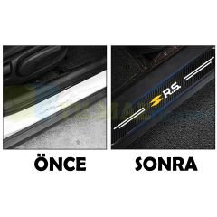 Renault Logo Arma Karbon Kapı Eşiği Koruma Araba Etiket Oto Sticker Yapıştırma 4 Parça