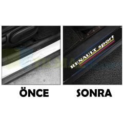 Renault Sport Logo Arma Karbon Kapı Eşiği Koruma Araba Etiket Oto Sticker Yapıştırma 4 Parça