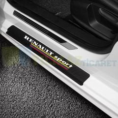 Renault Sport Logo Arma Karbon Kapı Eşiği Koruma Araba Etiket Oto Sticker Yapıştırma 4 Parça