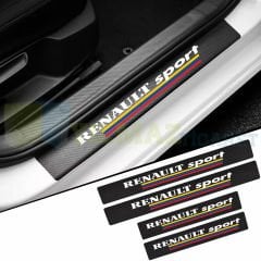 Renault Sport Logo Arma Karbon Kapı Eşiği Koruma Araba Etiket Oto Sticker Yapıştırma 4 Parça
