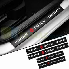 Renault Captur Logo Arma Karbon Kapı Eşiği Koruma Araba Etiket Oto Sticker Yapıştırma 4 Parça