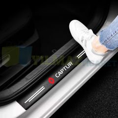 Renault Captur Logo Arma Karbon Kapı Eşiği Koruma Araba Etiket Oto Sticker Yapıştırma 4 Parça