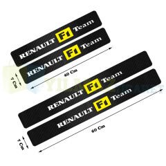 Renault F1 Team Logo Arma Karbon Kapı Eşiği Koruma Araba Etiket Oto Sticker Yapıştırma 4 Parça