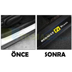 Renault F1 Team Logo Arma Karbon Kapı Eşiği Koruma Araba Etiket Oto Sticker Yapıştırma 4 Parça