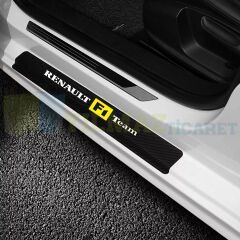 Renault F1 Team Logo Arma Karbon Kapı Eşiği Koruma Araba Etiket Oto Sticker Yapıştırma 4 Parça