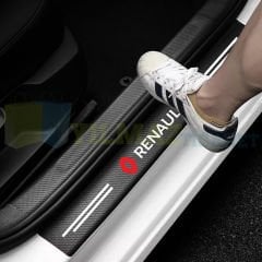 Renault Logo Karbon Kapı Eşiği Koruma Araba Etiket Oto Sticker Yapıştırma 4 Parça