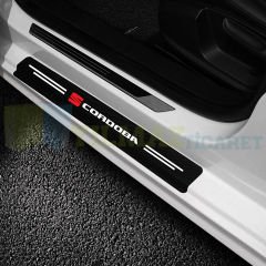Seat Cordoba Karbon Kapı Eşiği Koruma Araba Etiket Oto Sticker Yapıştırma 4 Parça