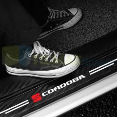 Seat Cordoba Karbon Kapı Eşiği Koruma Araba Etiket Oto Sticker Yapıştırma 4 Parça