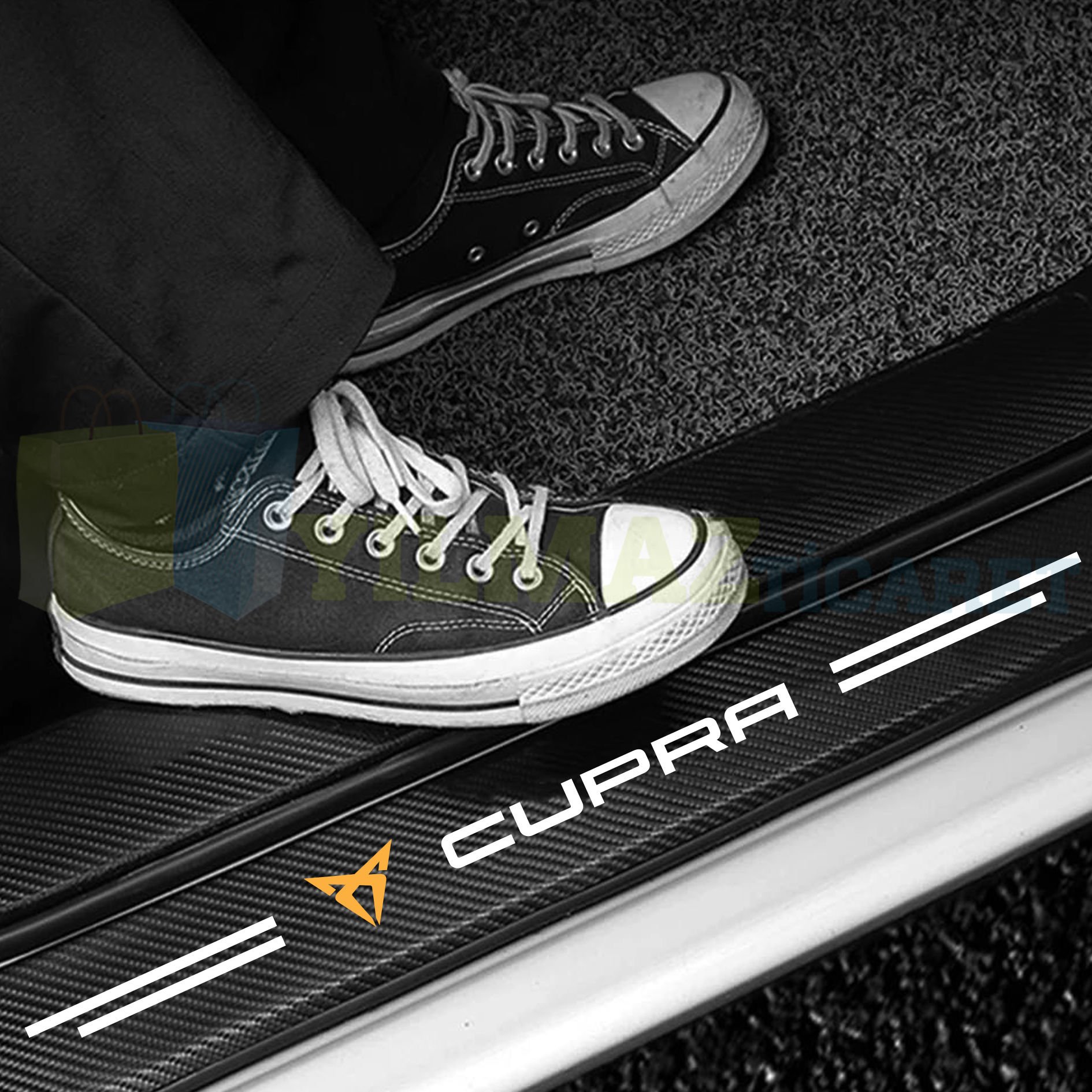 Seat Cupra Karbon Kapı Eşiği Koruma Araba Etiket Oto Sticker Yapıştırma 4 Parça