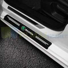 Skoda Octavia Karbon Kapı Eşiği Koruma Araba Etiket Oto Sticker Yapıştırma 4 Parça