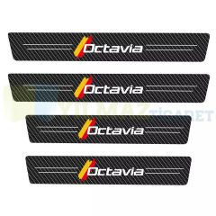 Skoda Octavia Karbon Kapı Eşiği Koruma Araba Etiket Oto Sticker Yapıştırma 4 Parça
