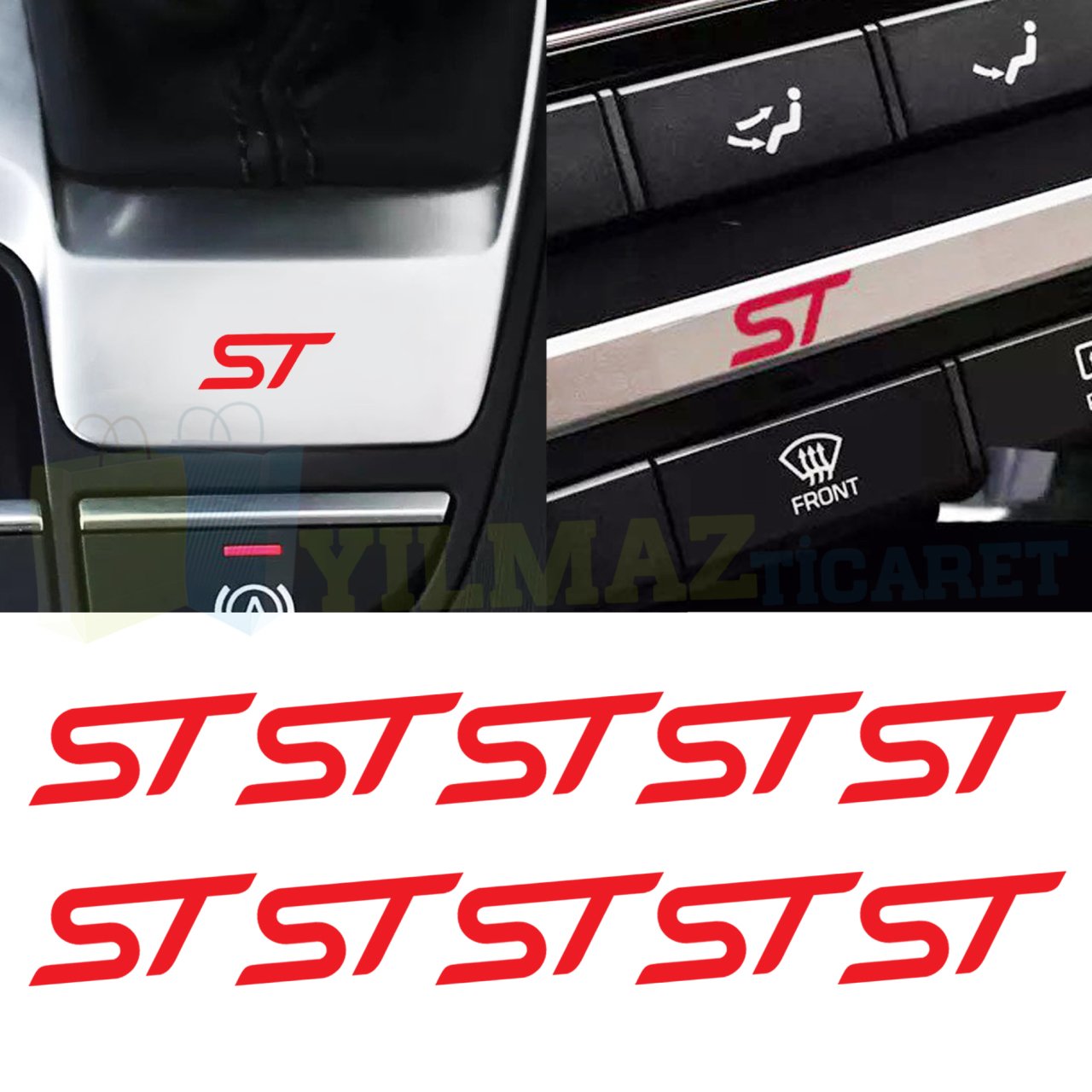 Ford St Logo Torpido Vites Direksiyon Kapı Kolu Oto Sticker Yapıştırma 10 Adet