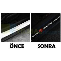 Toyota Avensis Logo Karbon Kapı Eşiği Koruma Araba Etiket Oto Sticker Yapıştırma 4 Parça
