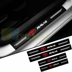 Toyota Rav4 Logo Karbon Kapı Eşiği Koruma Araba Etiket Oto Sticker Yapıştırma 4 Parça