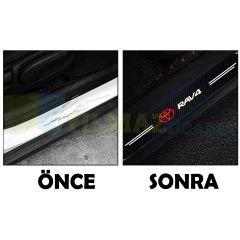 Toyota Rav4 Logo Karbon Kapı Eşiği Koruma Araba Etiket Oto Sticker Yapıştırma 4 Parça