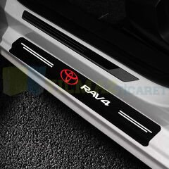 Toyota Rav4 Logo Karbon Kapı Eşiği Koruma Araba Etiket Oto Sticker Yapıştırma 4 Parça