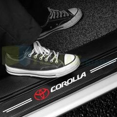 Toyota Corolla Logo Karbon Kapı Eşiği Koruma Araba Etiket Oto Sticker Yapıştırma 4 Parça