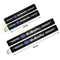 Subaru Logo Karbon Kapı Eşiği Koruma Araba Etiket Oto Sticker Yapıştırma 4 Parça