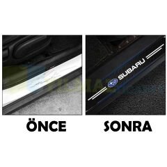 Subaru Logo Karbon Kapı Eşiği Koruma Araba Etiket Oto Sticker Yapıştırma 4 Parça