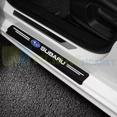 Subaru Logo Karbon Kapı Eşiği Koruma Araba Etiket Oto Sticker Yapıştırma 4 Parça