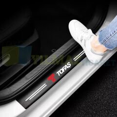 Tofaş Logo Karbon Kapı Eşiği Koruma Araba Etiket Oto Sticker Yapıştırma 4 Parça