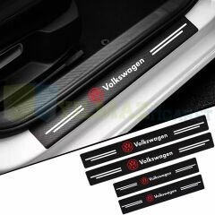 Volkswagen Logo Karbon Kapı Eşiği Koruma Araba Etiket Oto Sticker Yapıştırma 4 Parça