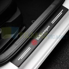Volkswagen Logo Karbon Kapı Eşiği Koruma Araba Etiket Oto Sticker Yapıştırma 4 Parça