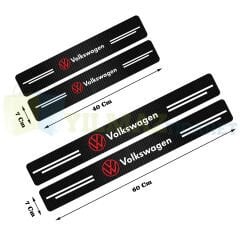 Volkswagen Yeni Logo Karbon Kapı Eşiği Koruma Araba Etiket Oto Sticker Yapıştırma 4 Parça