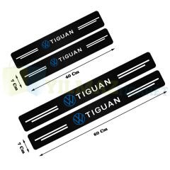 Volkswagen Tiguan Logo Karbon Kapı Eşiği Koruma Araba Etiket Oto Sticker Yapıştırma 4 Parça