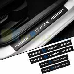 Volkswagen Tiguan Logo Karbon Kapı Eşiği Koruma Araba Etiket Oto Sticker Yapıştırma 4 Parça