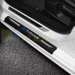 Volkswagen Tiguan Logo Karbon Kapı Eşiği Koruma Araba Etiket Oto Sticker Yapıştırma 4 Parça