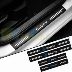Volkswagen Caddy Logo Karbon Kapı Eşiği Koruma Araba Etiket Oto Sticker Yapıştırma 4 Parça