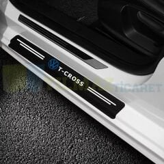 Volkswagen T-cross Logo Karbon Kapı Eşiği Koruma Araba Etiket Oto Sticker Yapıştırma 4 Parça