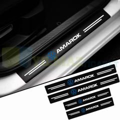 Volkswagen Amarok Logo Karbon Kapı Eşiği Koruma Araba Etiket Oto Sticker Yapıştırma 4 Parça