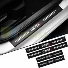 Mini Cooper S Uyumlu Karbon Kapı Eşiği Koruma Araba Etiket Oto Sticker Yapıştırma 4 Parça