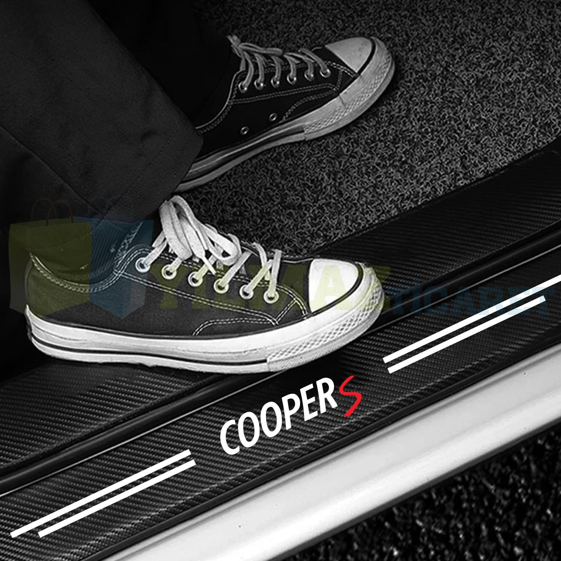 Mini Cooper S Uyumlu Karbon Kapı Eşiği Koruma Araba Etiket Oto Sticker Yapıştırma 4 Parça