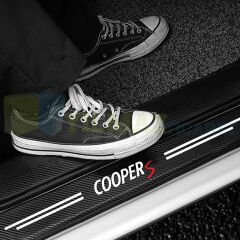 Mini Cooper S Uyumlu Karbon Kapı Eşiği Koruma Araba Etiket Oto Sticker Yapıştırma 4 Parça