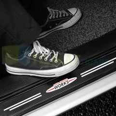 Mini John Cooper Works Karbon Kapı Eşiği Koruma Araba Etiket Oto Sticker Yapıştırma 4 Parça