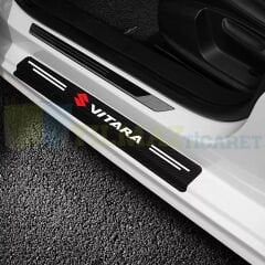 Suzuki Vitara Logo Karbon Kapı Eşiği Koruma Araba Etiket Oto Sticker Yapıştırma 4 Parça