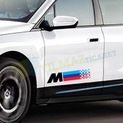 Bmw M Bayrak Kapı Altı Oto Sticker Etiket Yapıştırma Çıkartma 2Ad