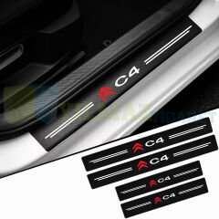 Citroen Logo C4 Karbon Kapı Eşiği Koruma Araba Etiket Oto Sticker Yapıştırma 4 Parça