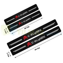 Citroen Logo C-Elysée Karbon Kapı Eşiği Koruma Araba Etiket Oto Sticker Yapıştırma 4 Parça