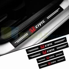Honda Civic Logo Karbon Kapı Eşiği Koruma Araba Etiket Oto Sticker Yapıştırma 4 Parça