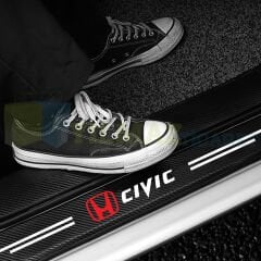 Honda Civic Logo Karbon Kapı Eşiği Koruma Araba Etiket Oto Sticker Yapıştırma 4 Parça