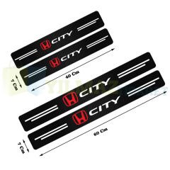 Honda City Logo Karbon Kapı Eşiği Koruma Araba Etiket Oto Sticker Yapıştırma 4 Parça
