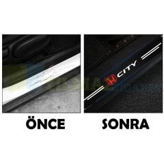 Honda City Logo Karbon Kapı Eşiği Koruma Araba Etiket Oto Sticker Yapıştırma 4 Parça