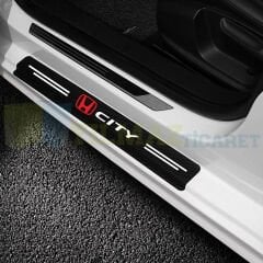 Honda City Logo Karbon Kapı Eşiği Koruma Araba Etiket Oto Sticker Yapıştırma 4 Parça