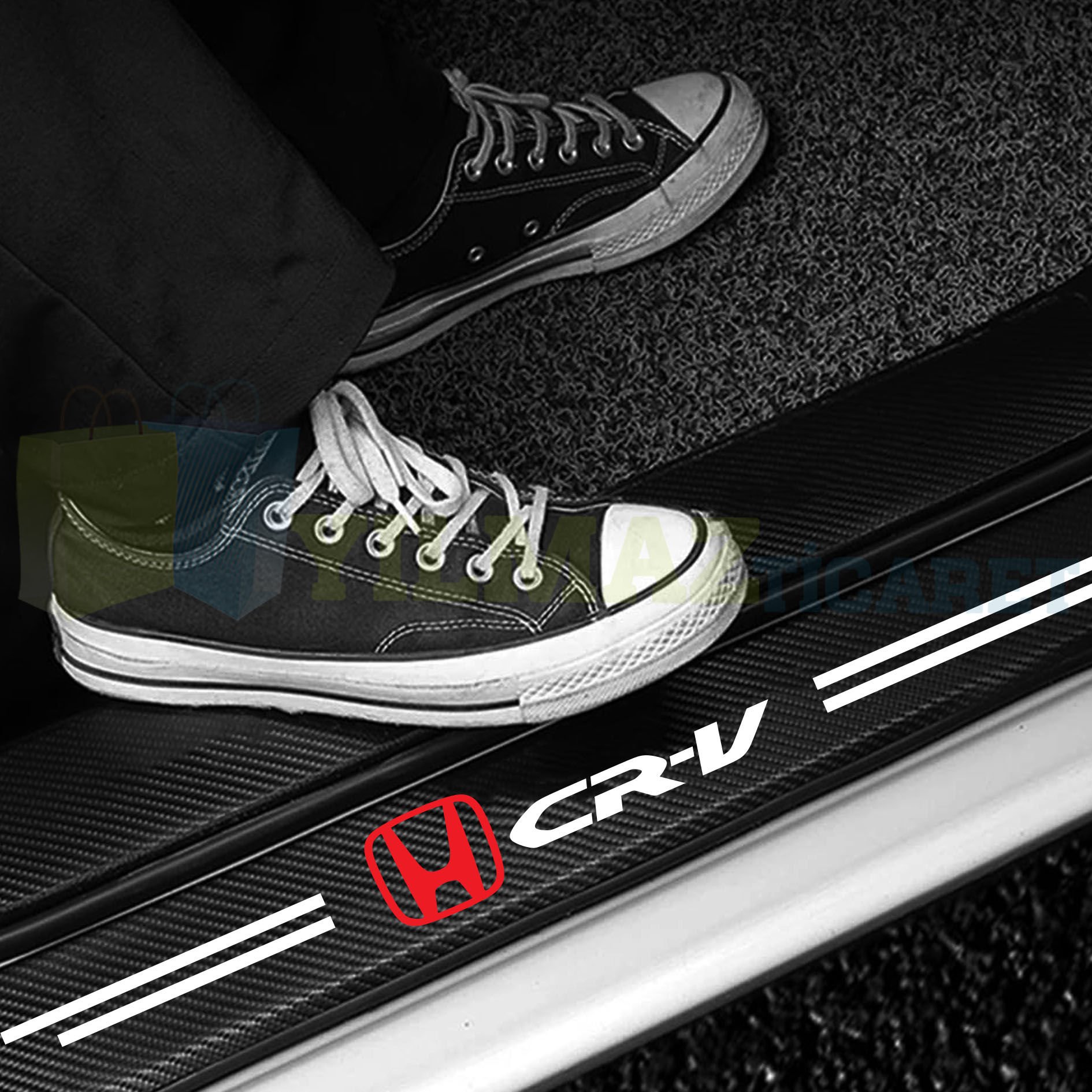Honda Cr-V Uyumlu Karbon Kapı Eşiği Koruma Araba Etiket Oto Sticker Yapıştırma 4 Parça